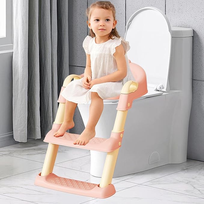 Toilet Seat with 2 Step Ladder | Toilet Trainer For Kids (Random Color)