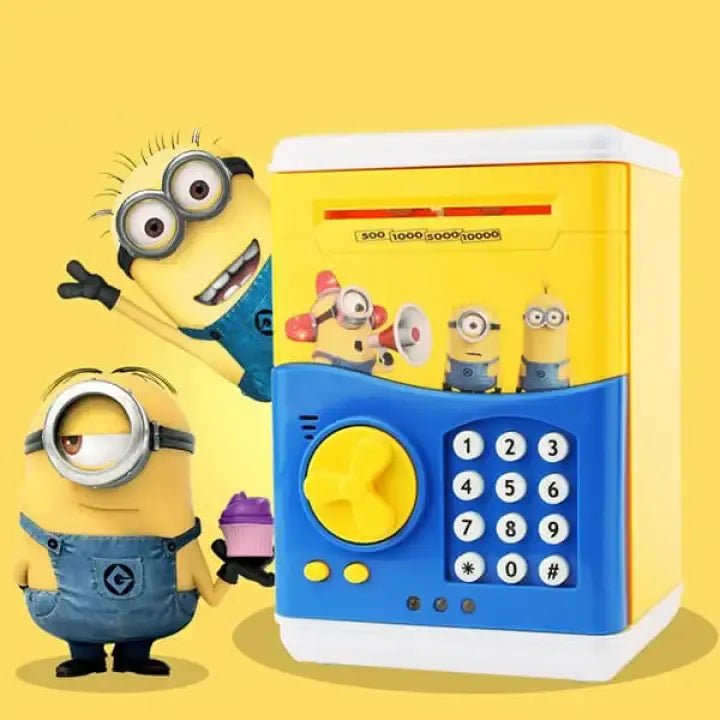 Piggy Bank ATM Password Unlock, Mini ATM Money Saving Box for Kids, Cartoon Safe Bank, Electronic Piggy Bank
