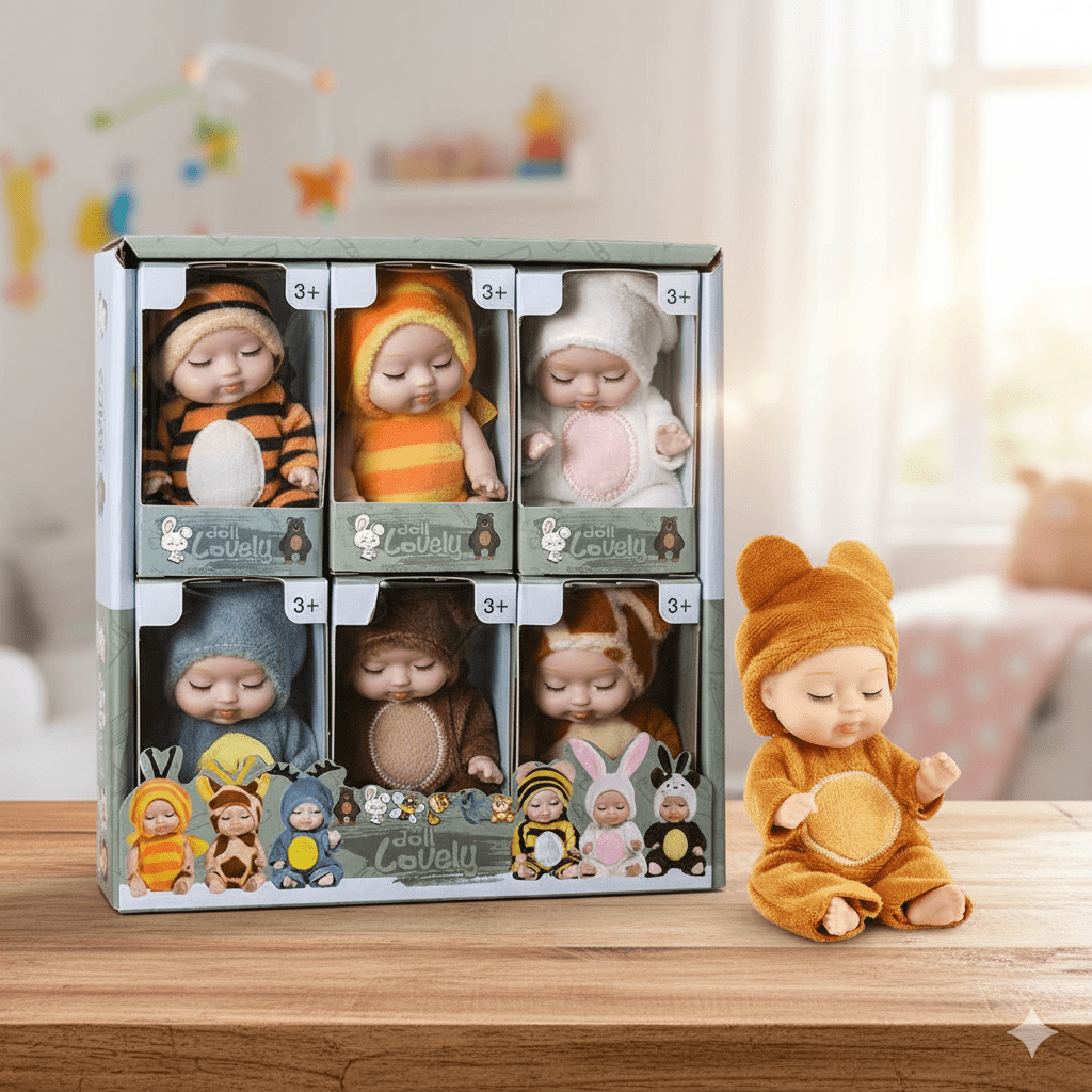 Mini Cute Sleeping Baby Dolls For Kids 6 Pcs