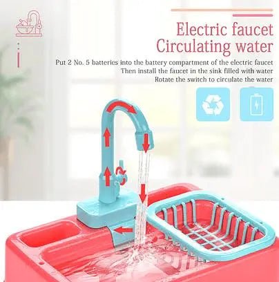 Electric Kitchen Sink Playset with Running Water