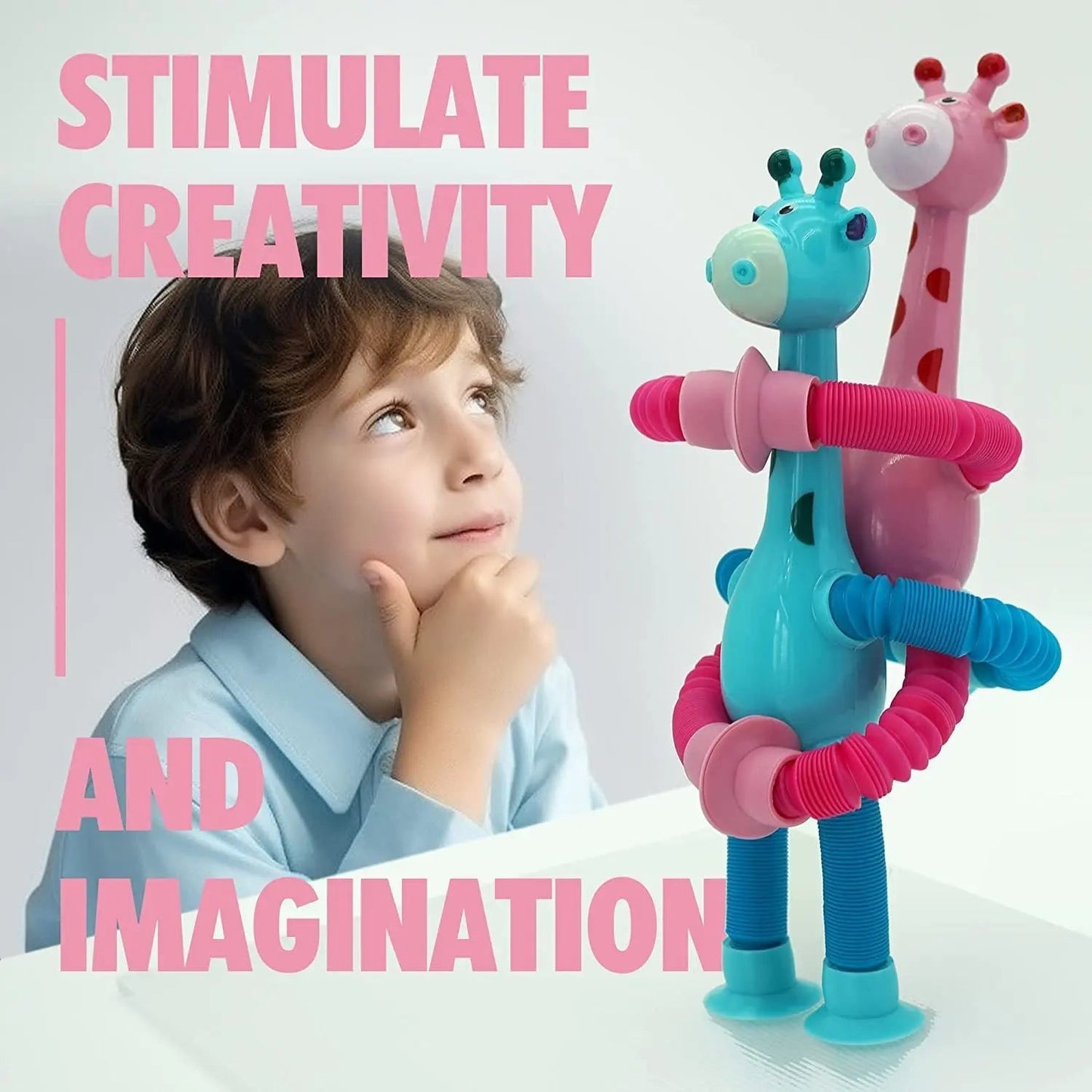 Telescopic Giraffe with Suction Cup Cartoon Toy For kids