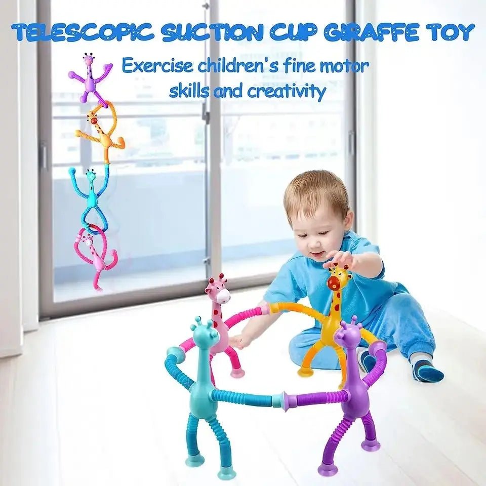 Telescopic Giraffe with Suction Cup Cartoon Toy For kids