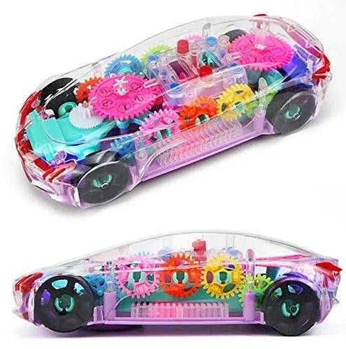 Transparent Electric Toy Car with Lights, Music & Universal Gear
