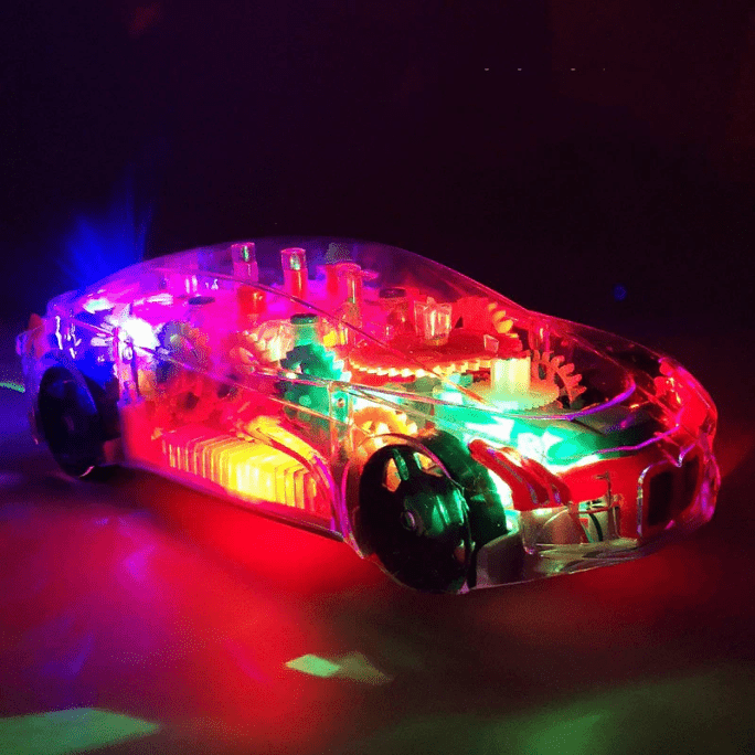 Transparent Electric Toy Car with Lights, Music & Universal Gear