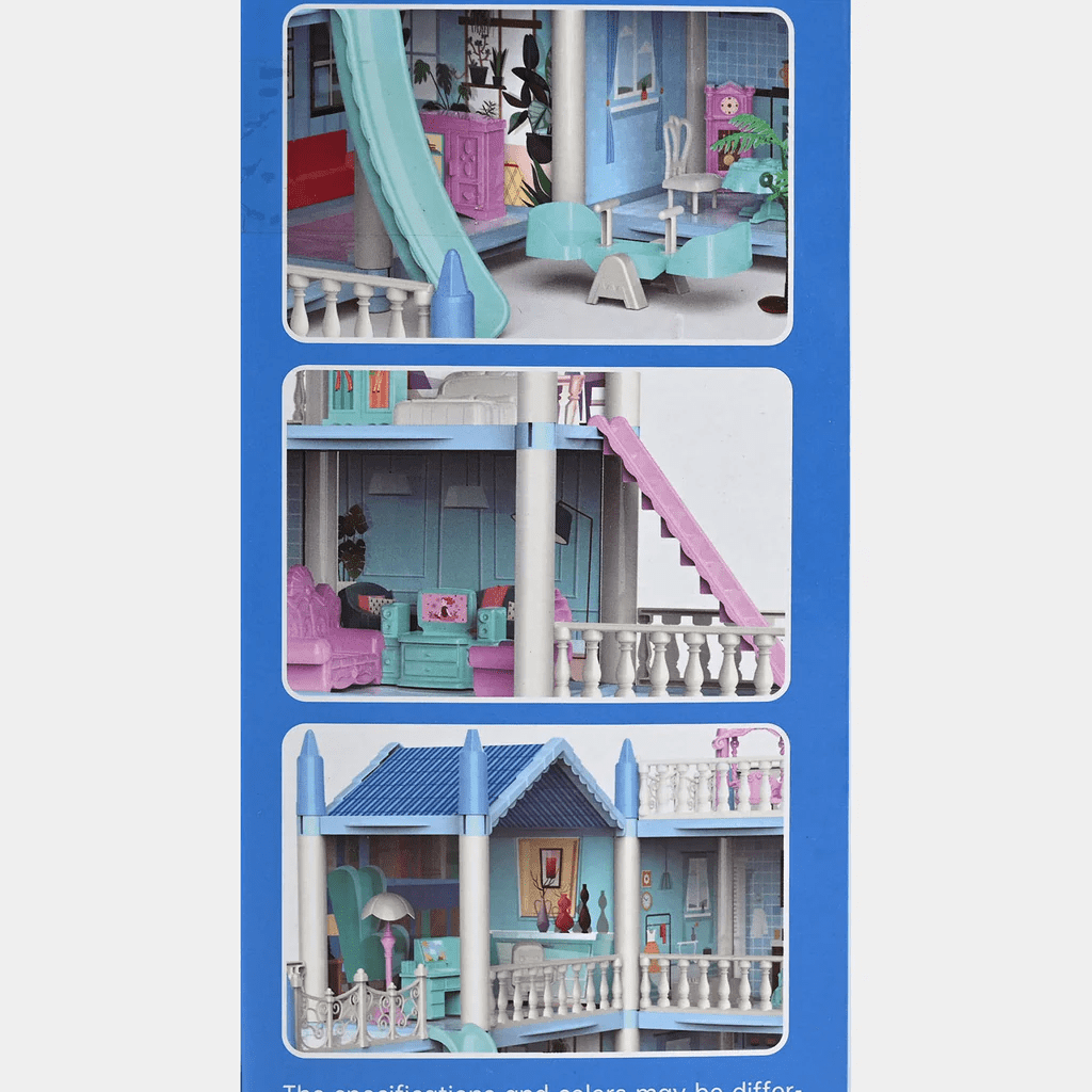 DIY Doll House Villa Set For Kids - Blue