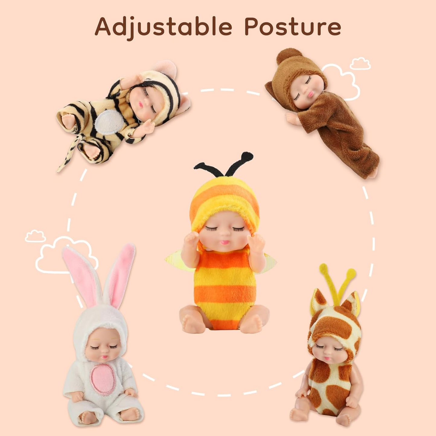 Mini Cute Sleeping Baby Dolls For Kids 6 Pcs