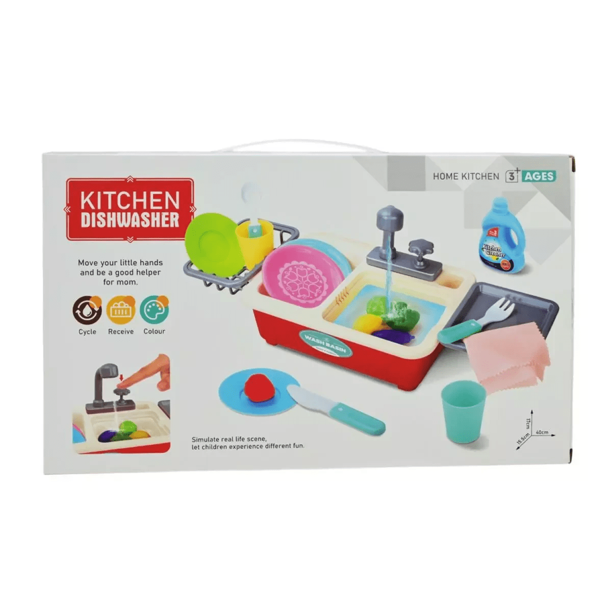 Manual Kitchen Dishwasher Sink Playset For Kids