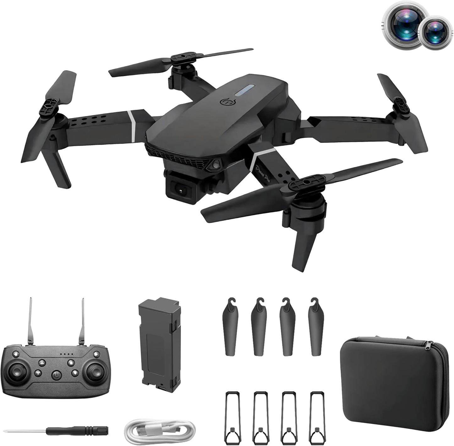 E88 PRO Drone with Dual Camera & LED Lights