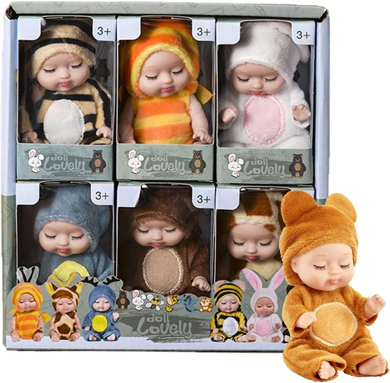 Mini Cute Sleeping Baby Dolls For Kids 6 Pcs